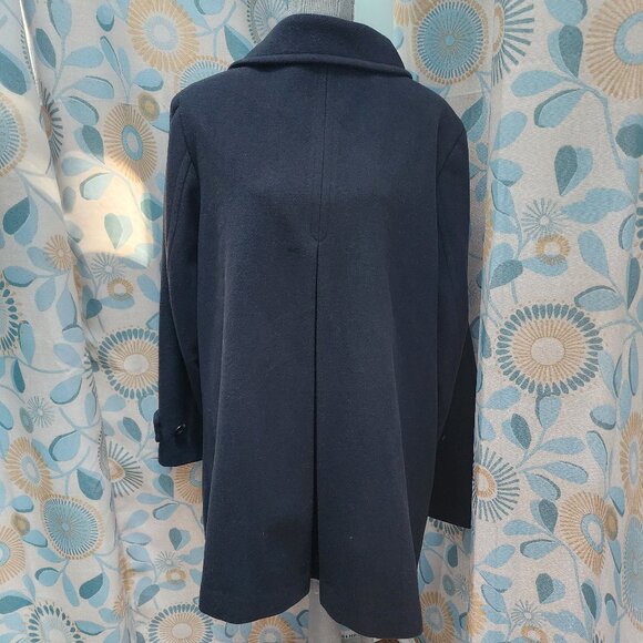 Lands' End Long Black Button-Up Coat - Picture 3 of 8